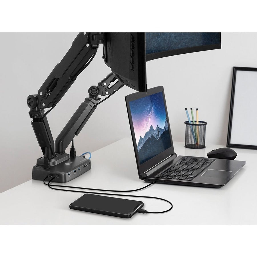 SIIG Full function Dual 4K Hybrid Video Docking Station & PD with Gas Spring Monitor Desk Arm Mount - 17 to 32"" CE-MTDK01-S1