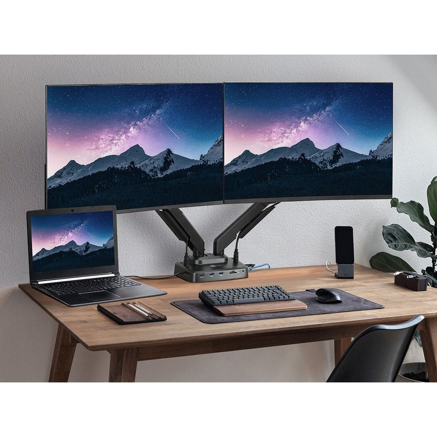 SIIG Full function Dual 4K Hybrid Video Docking Station & PD with Gas Spring Monitor Desk Arm Mount - 17 to 32"" CE-MTDK01-S1