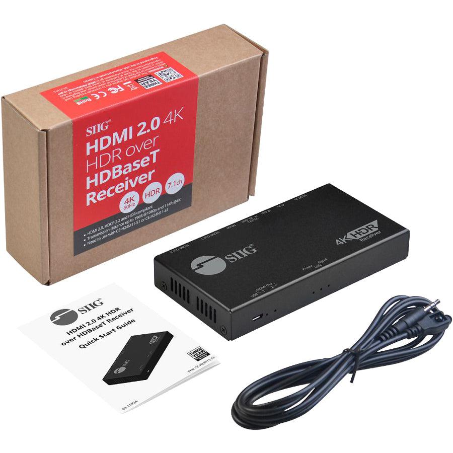 SIIG HDMI 2.0 4K HDR over HDBaseT Receiver 198ft CE-H24P11-S1