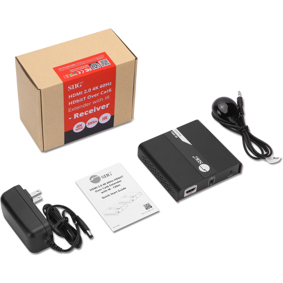 SIIG HDMI 2.0 4K@60Hz Over Cat6 Extender with IR - Receiver CE-H24A11-S1