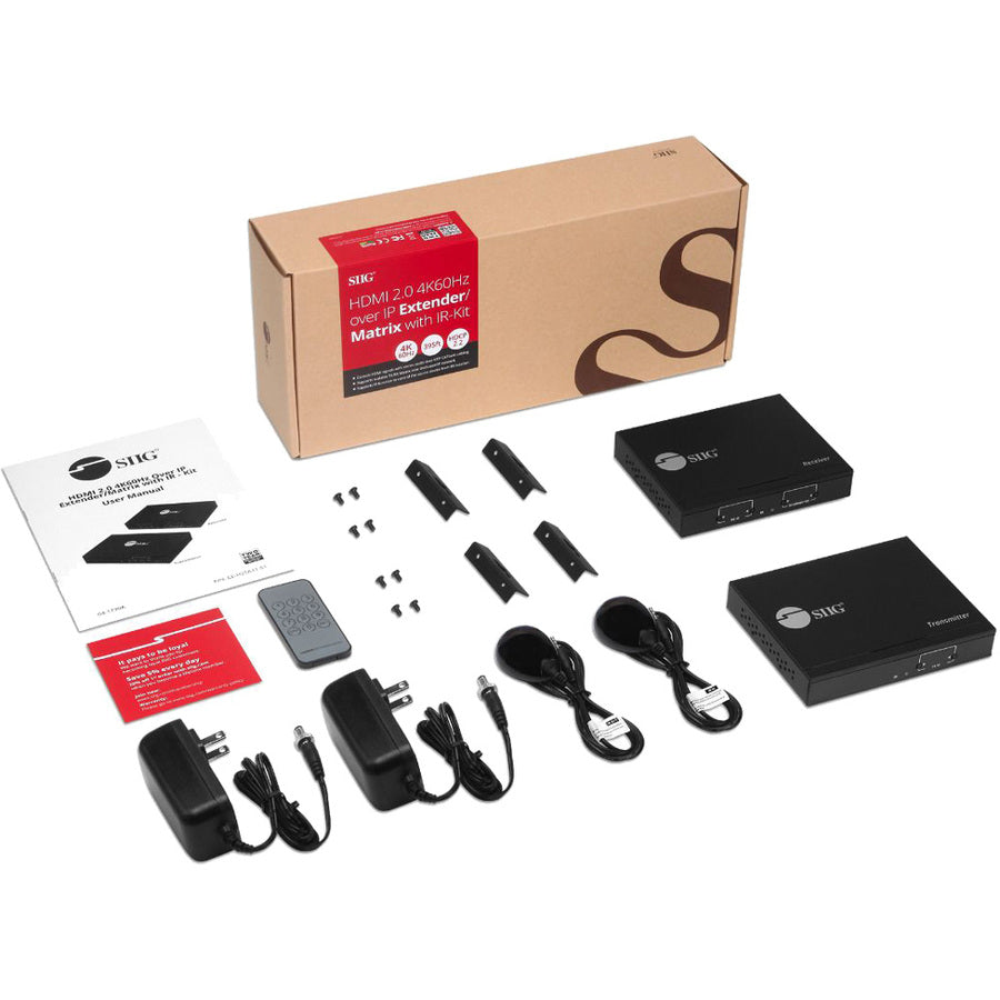 SIIG HDMI 2.0 4K60Hz Over IP Extender / Matrix with IR - Kit CE-H25A11-S1