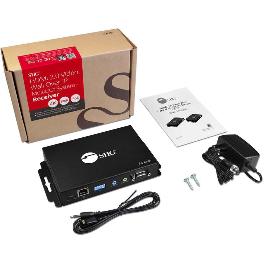 SIIG HDMI 2.0 Over IP Matrix and Video Wall 4Kx2K@60Hz - Receiver CE-H25311-S1