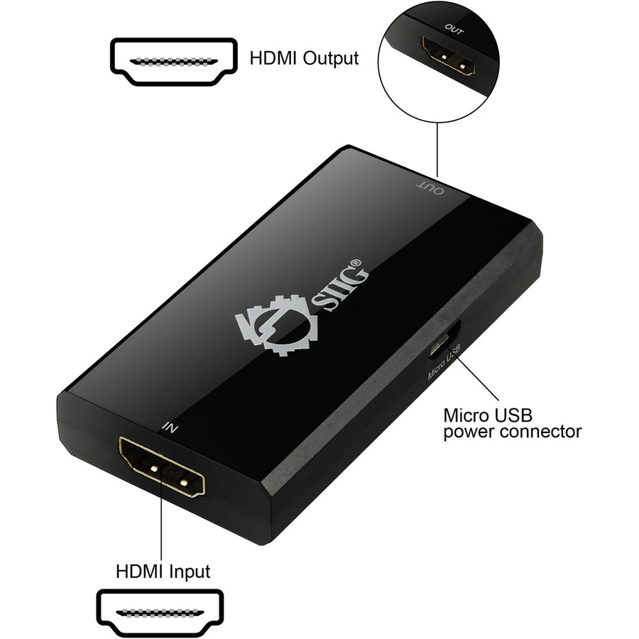 SIIG HDMI 2.0 Repeater - 4Kx2K 60Hz CE-H22J14-S1
