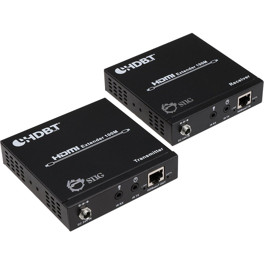SIIG HDMI HDBaseT Extender with IR/RS-232 Control and PoC - 100m (TX & RX) CE-H22F14-S1