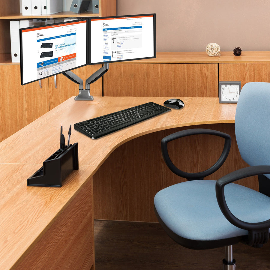 SIIG High Premium Aluminum Gas Spring Desk Mount - Dual Monitor - Fits 13 to 32" monitors - Max load 19.8Ibs(each)" CE-MT2E12-S1