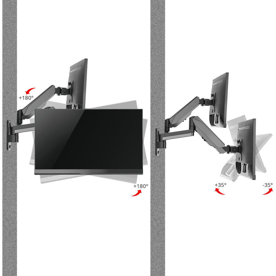 SIIG High Premium Aluminum Gas Spring Wall Mount - Dual Monitor 17 to 32"" CE-MT2M12-S1