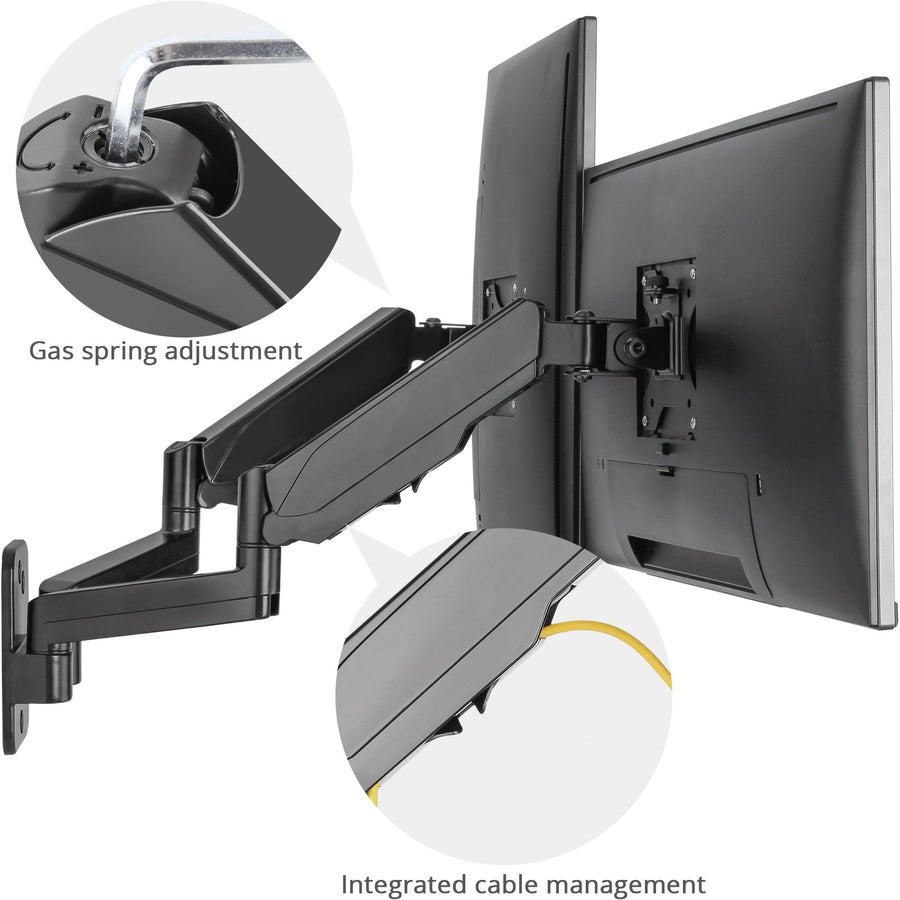 SIIG High Premium Aluminum Gas Spring Wall Mount - Dual Monitor 17 to 32"" CE-MT2M12-S1