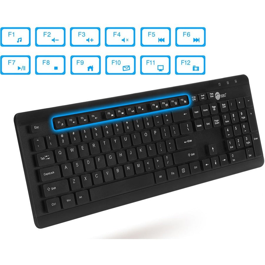 SIIG Industrial Grade Washable & Dustproof USB Multimedia Keyboard JK-US0U11-S1