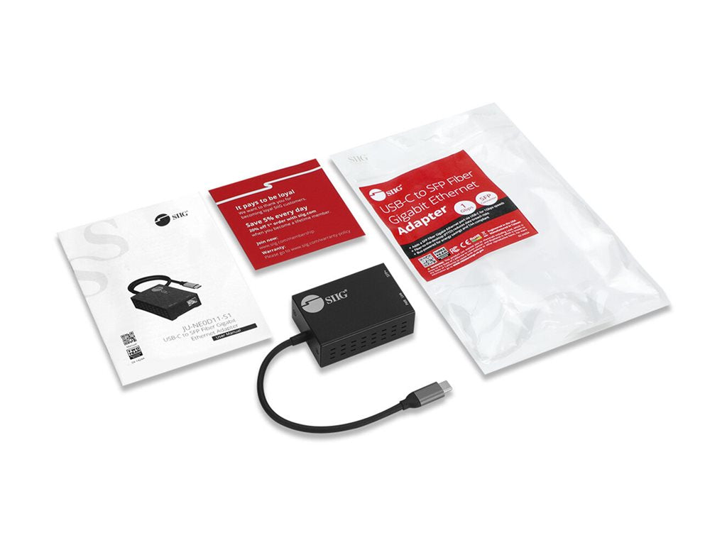 SIIG - Network adapter - USB-C - Gigabit SFP+ x 1 - black - TAA Compliant JU-NE0D11-S1