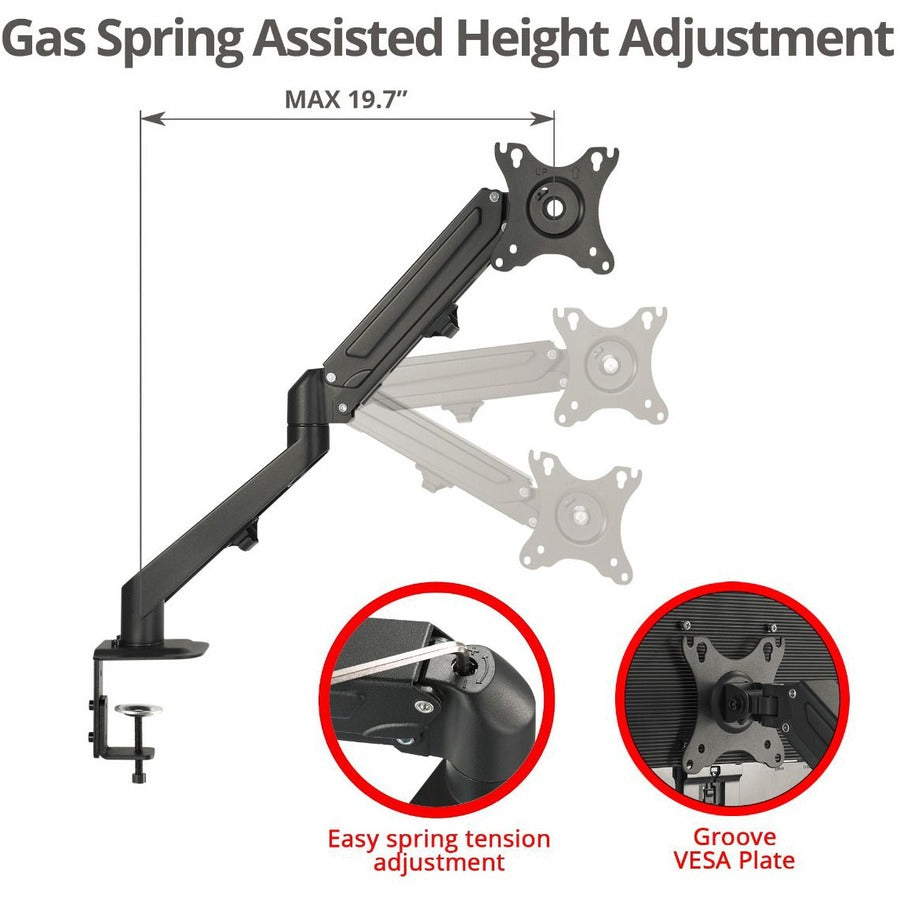 SIIG Single Gas Spring C-Clamp Monitor Desk Mount - 17 to 27"" CE-MT3311-S1