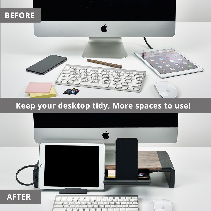 SIIG Stylish Foldable Monitor Stand with USB Hub CE-MT2Q12-S1