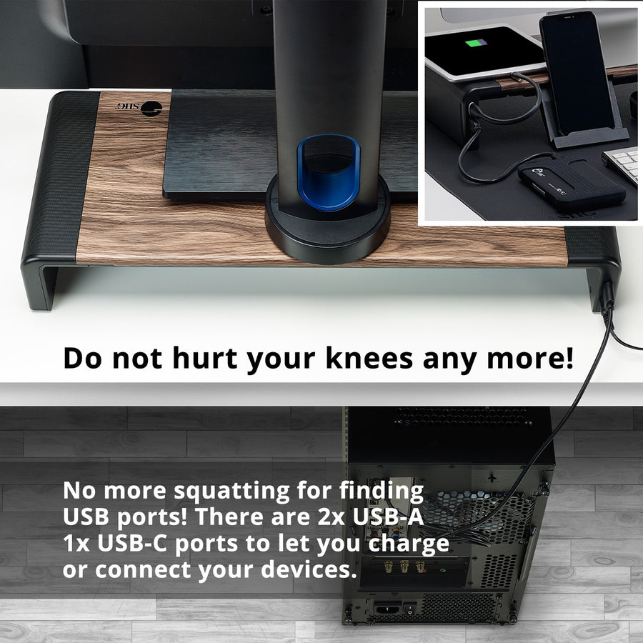 SIIG Stylish Foldable Monitor Stand with USB Hub CE-MT2Q12-S1