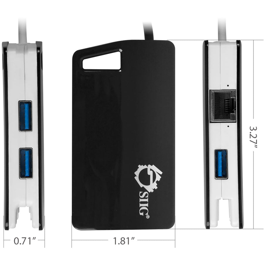 SIIG SuperSpeed USB 3.0 LAN Hub - Type-C Ready JU-H30112-S1