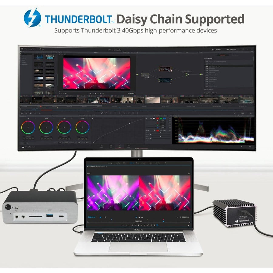 SIIG Thunderbolt 3 DP 1.4 Docking Station with Dual M.2 NVMe SSD & 96W PD JU-DK0K11-S1