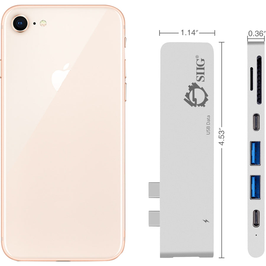 SIIG Thunderbolt 3 USB-C Hub HDMI with Card Reader & PD Adapter - Silver JU-TB0412-S1