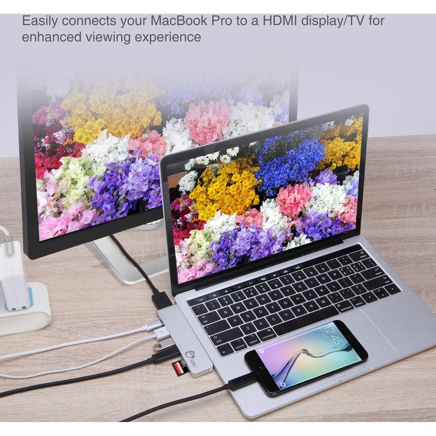 SIIG Thunderbolt 3 USB-C Hub HDMI with Card Reader & PD Adapter - Silver JU-TB0412-S1