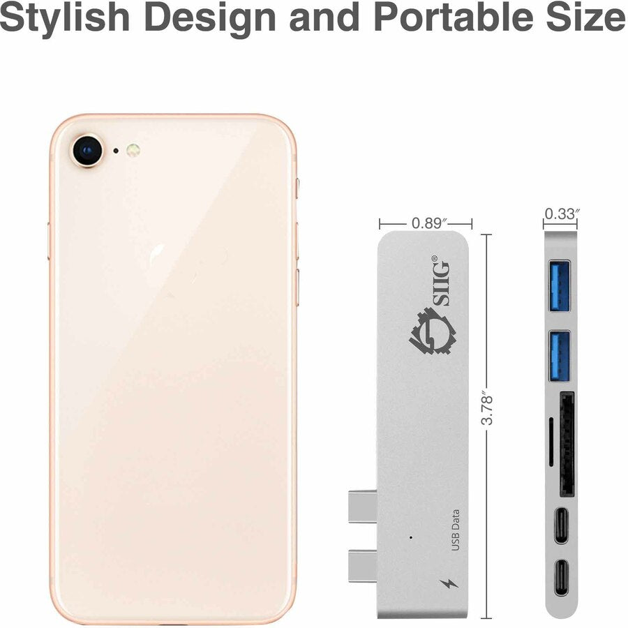 SIIG Thunderbolt 3 USB-C Hub with Card Reader & PD Adapter - Silver JU-TB0212-S1