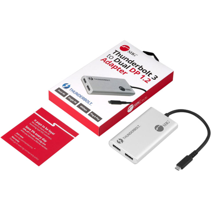 SIIG Thunderbolt 3 to Dual DP 1.2 Adapter JU-TB0611-S1