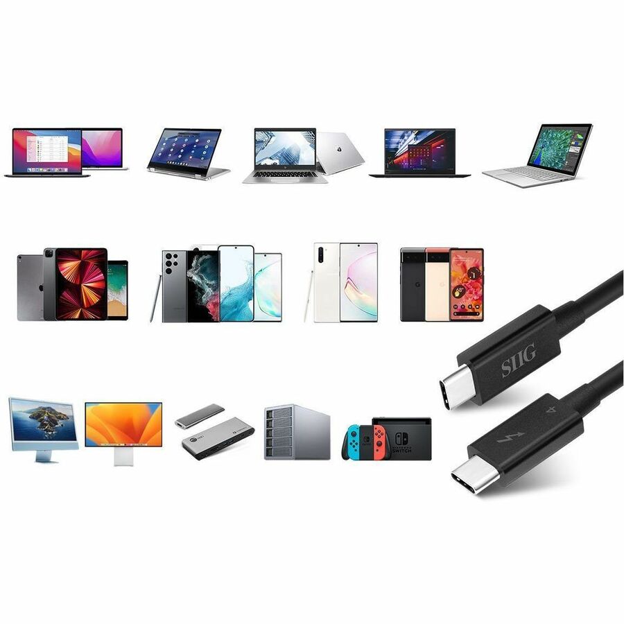 SIIG Thunderbolt 4 Cable 2.3ft (0.7M) - 8K@60Hz Display - 40Gbps Data Transfer - Up to