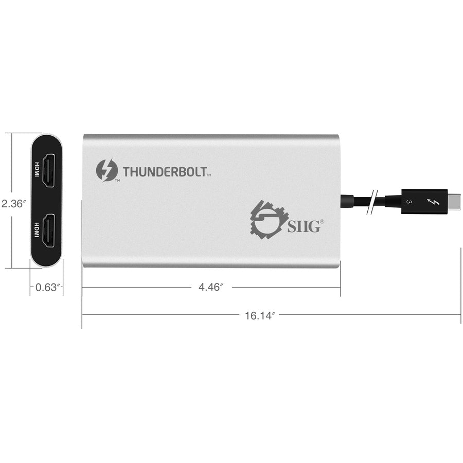 SIIG Thunderbolt V3 to Dual HDMI Adapter - HDMI 2.0 JU-TB0114-S1