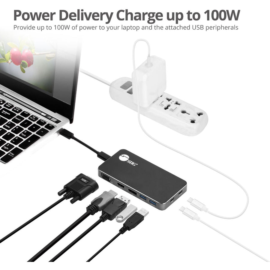 SIIG Triple Display USB-C MST Video Travel Docking with 100W PD Pass Through JU-DK0D11-S1