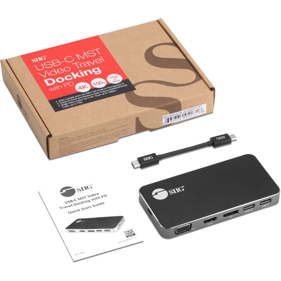 SIIG Triple Display USB-C MST Video Travel Docking with 100W PD Pass Through JU-DK0D11-S1
