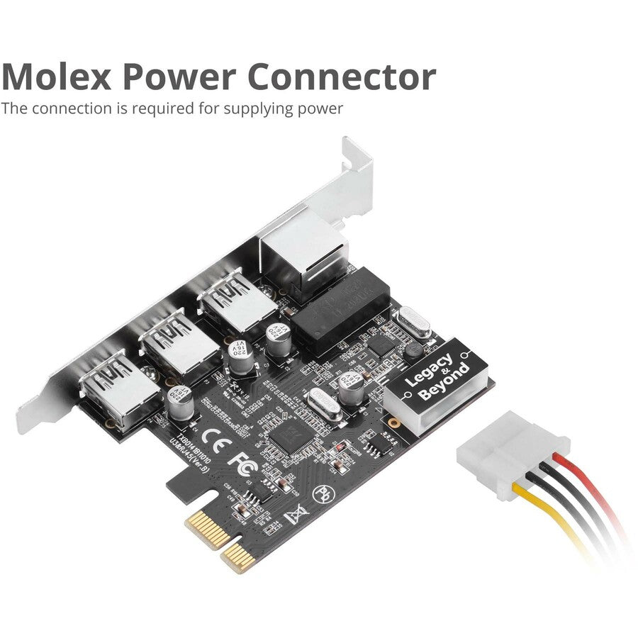 SIIG USB 3.0 3-Port Hub with LAN PCIe Host Card LB-US0614-S1