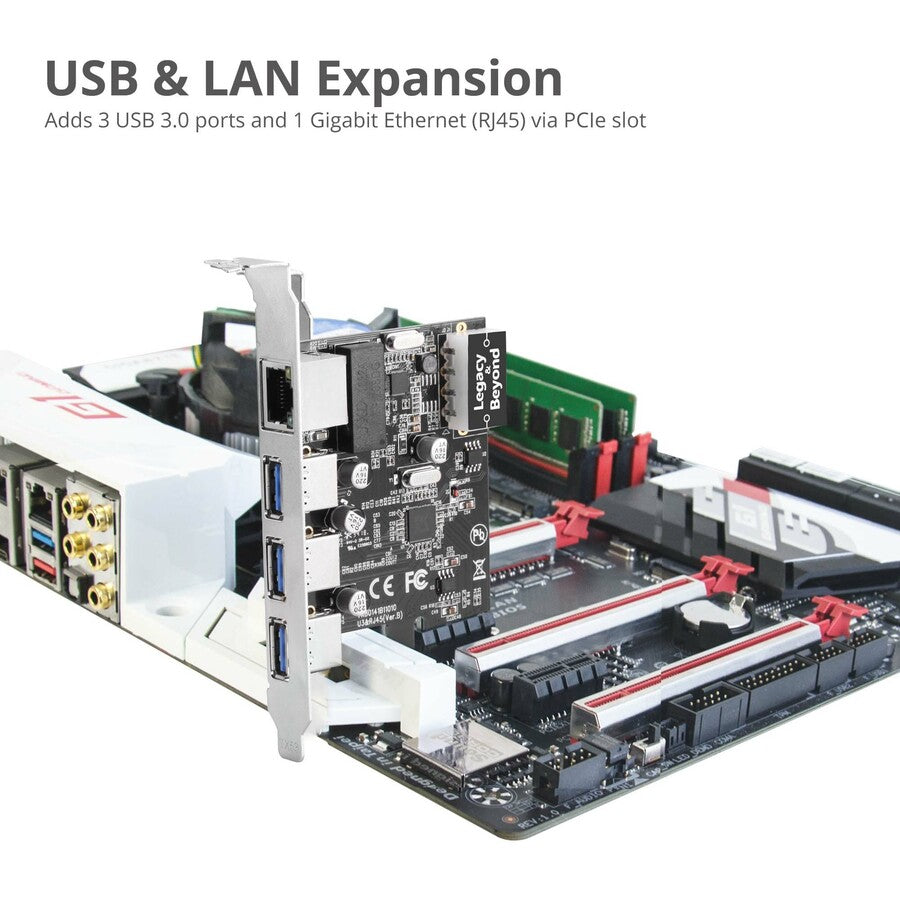 SIIG USB 3.0 3-Port Hub with LAN PCIe Host Card LB-US0614-S1