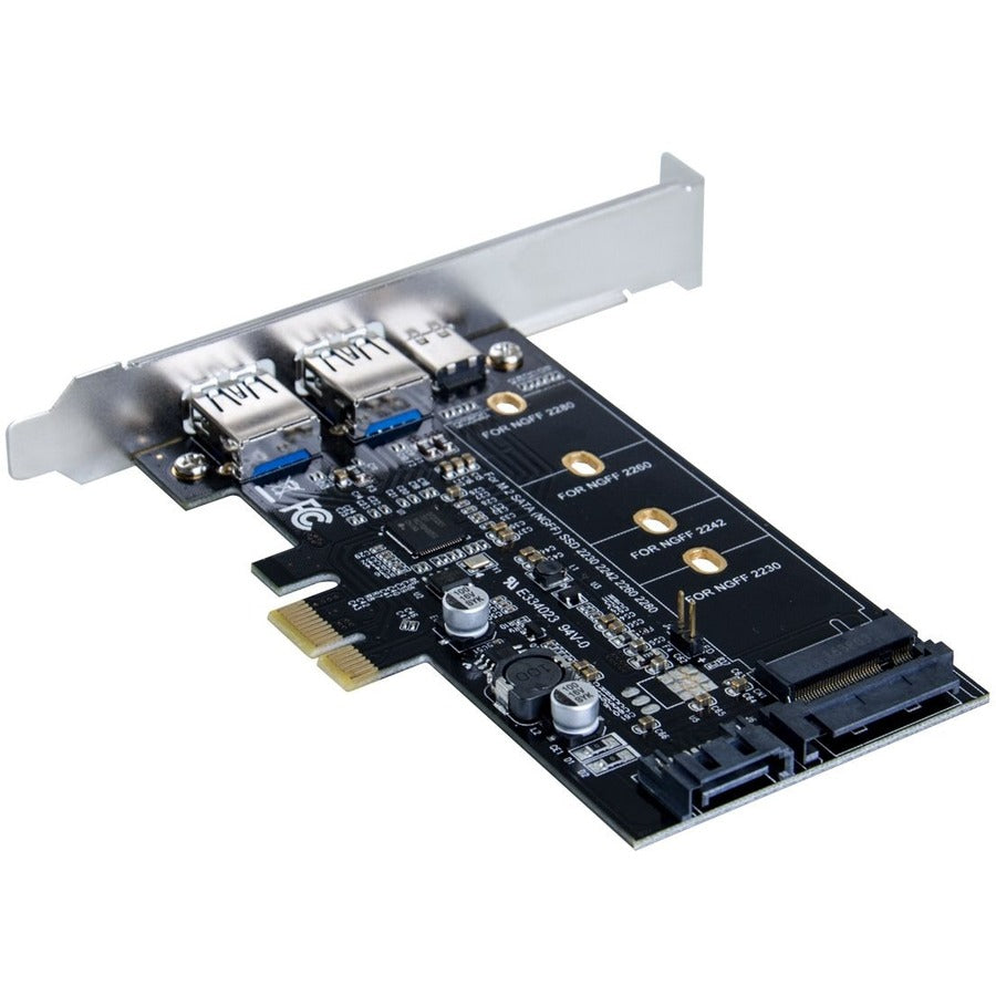 SIIG USB 3.0 Type-C & Type-A 3-Port PCIe Card with M.2 SATA SSD Adapter LB-US0414-S1