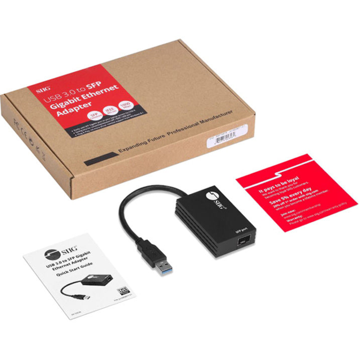SIIG USB 3.0 to SFP Gigabit Ethernet Adapter JU-NE0B11-S1