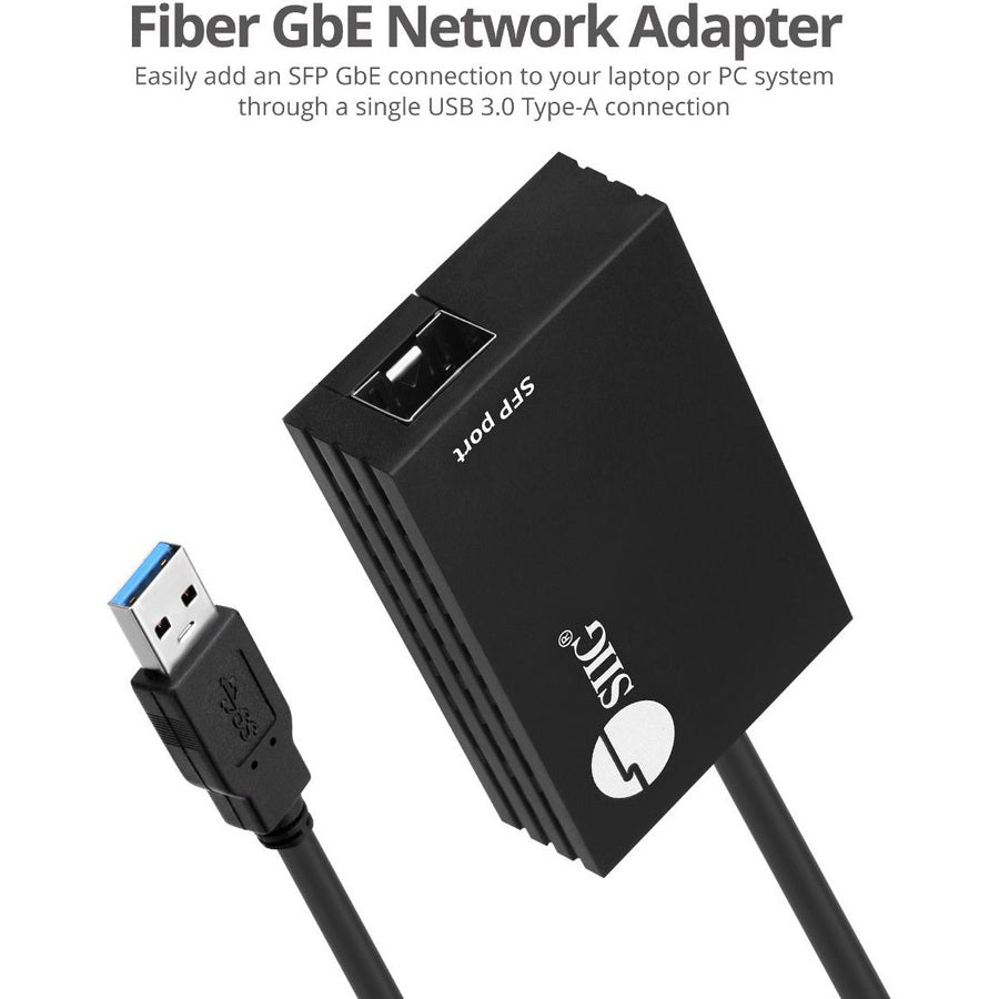 SIIG USB 3.0 to SFP Gigabit Ethernet Adapter JU-NE0B11-S1