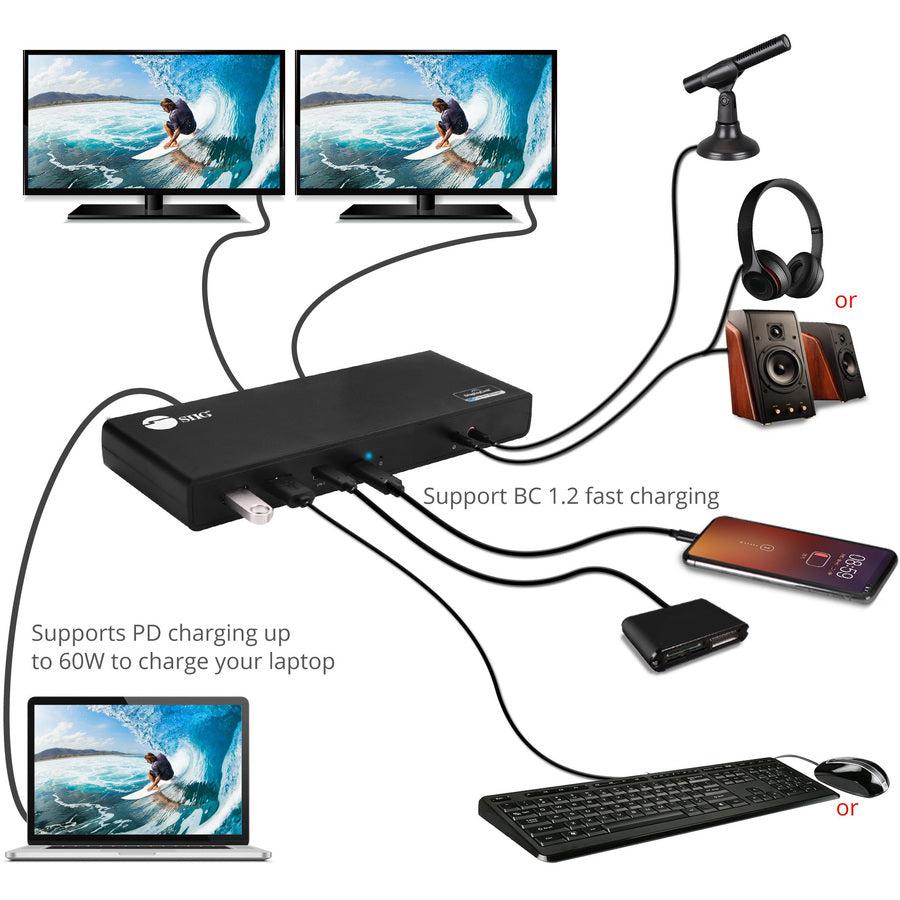 SIIG USB 3.1 Type-C Dual 4K Docking Station with Power Delivery 60W JU-DK0811-S1
