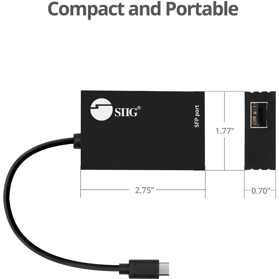 SIIG USB-C to SFP Gigabit Ethernet Adapter JU-NE0C11-S1