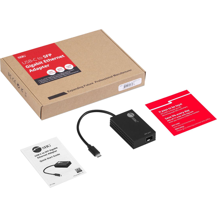 SIIG USB-C to SFP Gigabit Ethernet Adapter JU-NE0C11-S1
