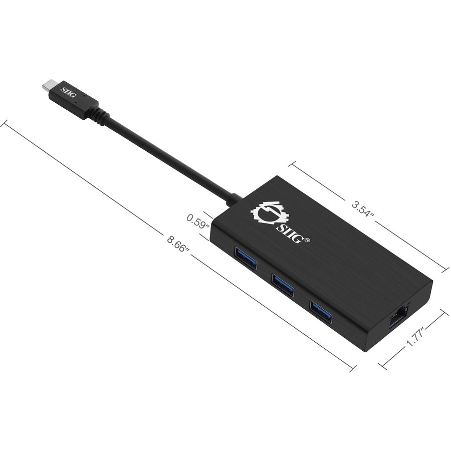 SIIG USB-C to USB 3.0 Hub & Gigabit Ethernet LAN Adapter JU-H30D11-S1