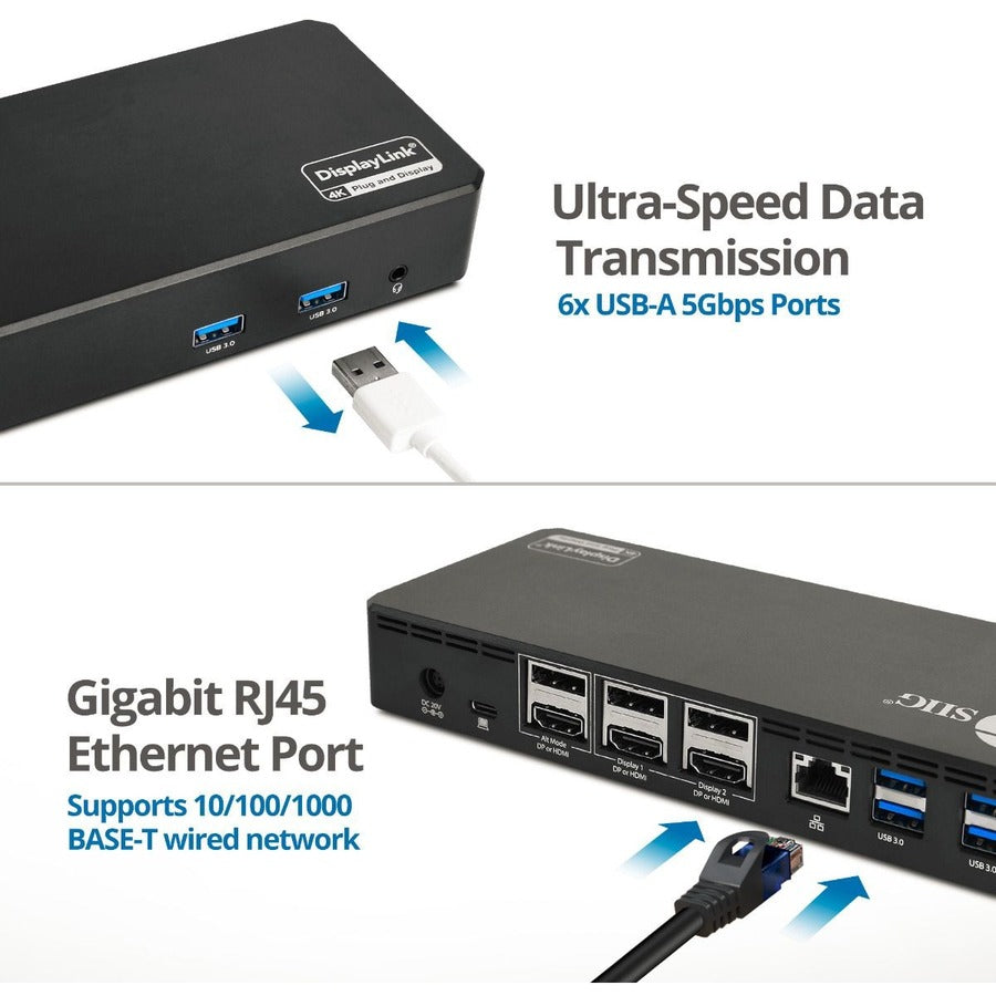 SIIG Universal Hybrid Triple 4K Video Docking Station with PD 3.0 100W JU-DK0J11-S1