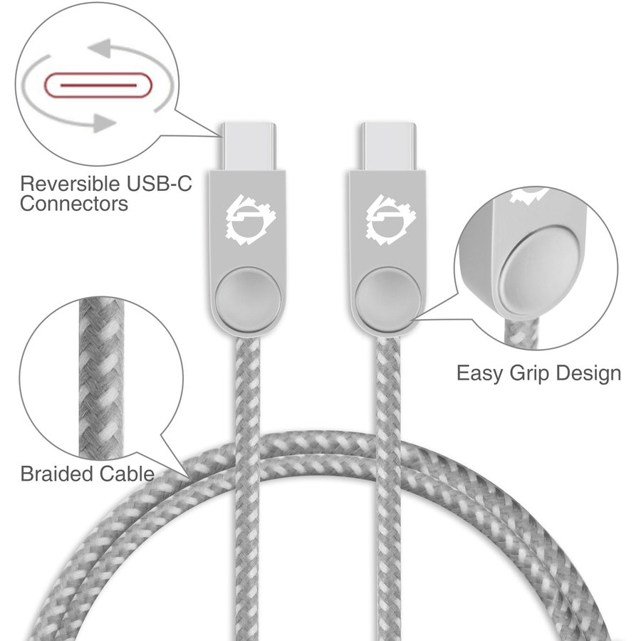 SIIG Zinc Alloy USB-C to USB-C Charging & Sync Braided Cable - 1.65ft, 2-Pack CB-US0P11-S1