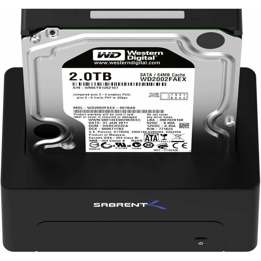 Sabrent DS-UTC1 Drive Dock SATA/300 - USB 3.1 Type C Host Interface External - Black