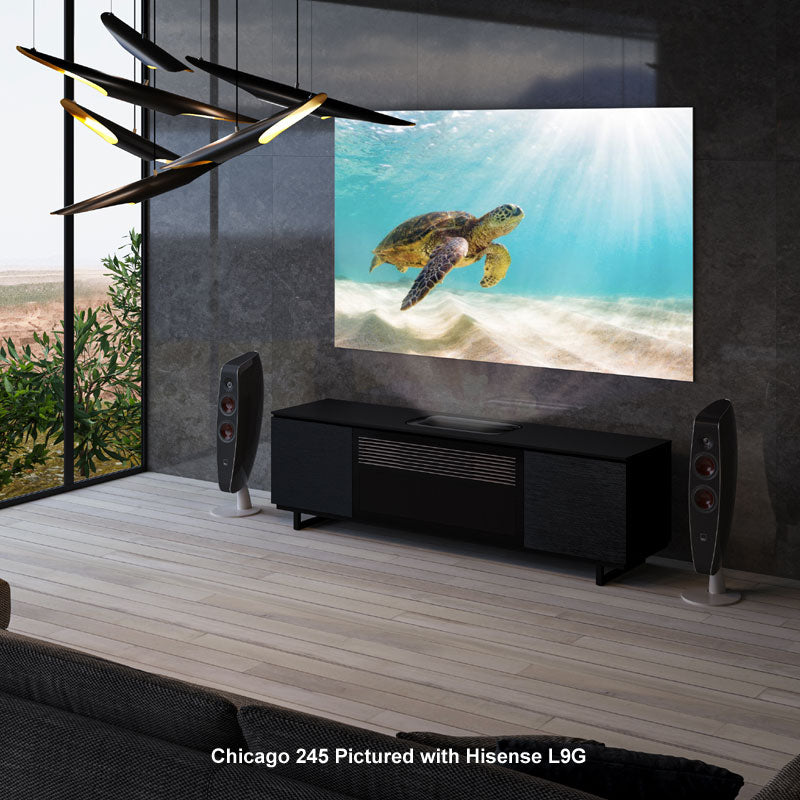 Salamander 245 Cabinet for Hisense PX-1PRO Projector – Gloss White, Integrated Design