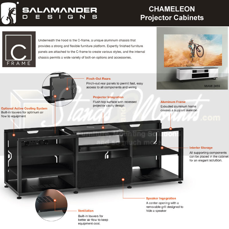 Salamander 245 Cabinet for Hisense PX-1PRO Projector – Gloss White, Integrated Design