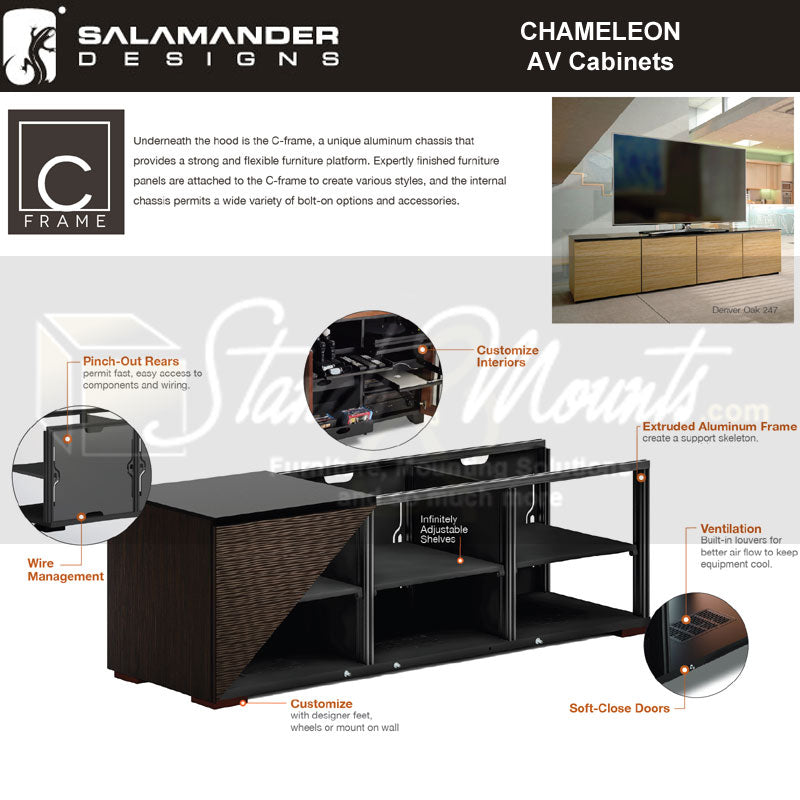 Salamander Lancaster 337 Low Profile Media Console with TV Mount - Barnboard Oak