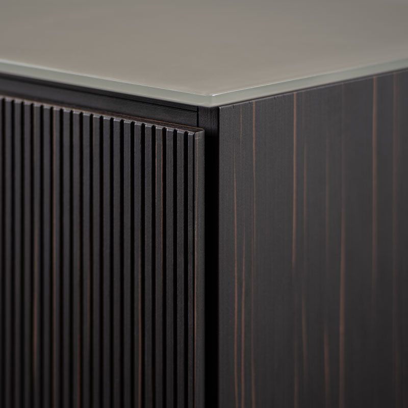 Salamander Manhattan 221 Corner Cabinet with Maro Ebony & Matte Taupe Glass Top