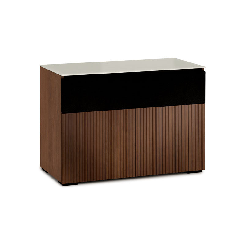 Salamander Manhattan 329 AV Cabinet with Matte Taupe Glass Top, Medium Walnut