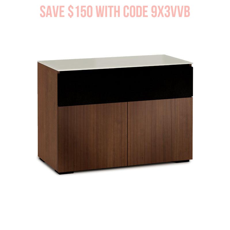 Salamander Manhattan 329 AV Cabinet with Matte Taupe Glass Top, Medium Walnut