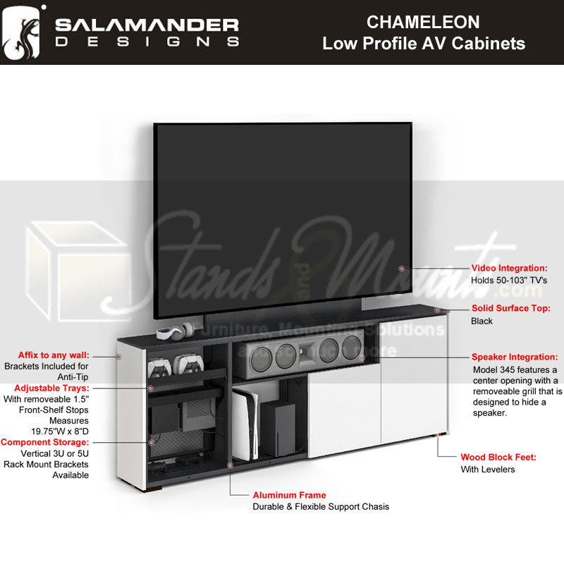 Salamander Manhattan 347 Low Profile Cabinet with Maro Ebony Doors for Media & Office
