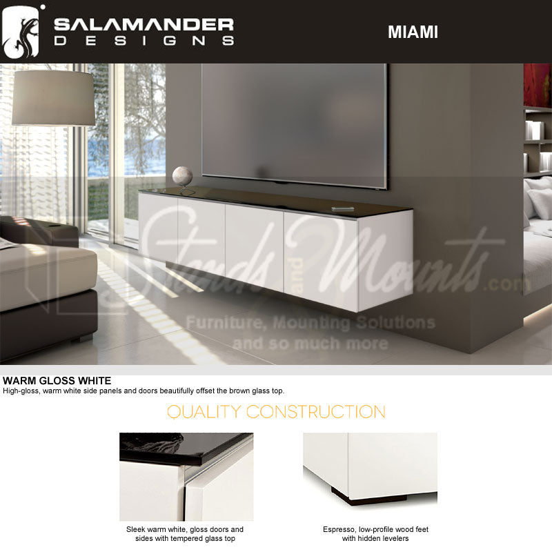Salamander Miami 217 Sub Enclosure Gloss White Black Glass for Home Theater