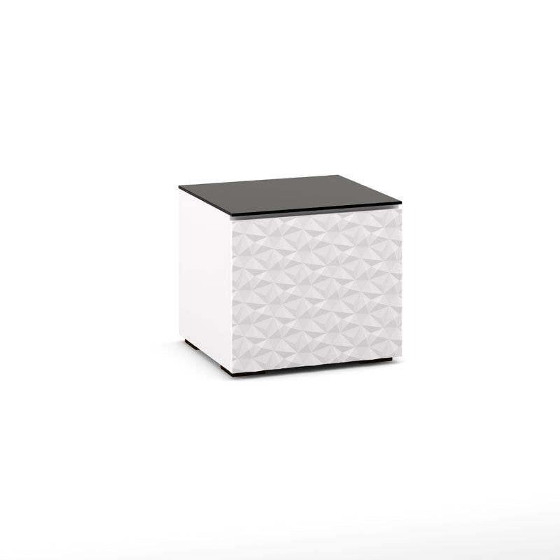 Salamander Milan 217 Sub Enclosure White Black Glass – Stylish AV Cabinet