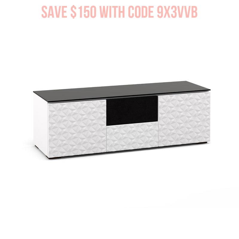 Salamander Milan 236 White/Black Glass A/V Cabinet for Large TVs