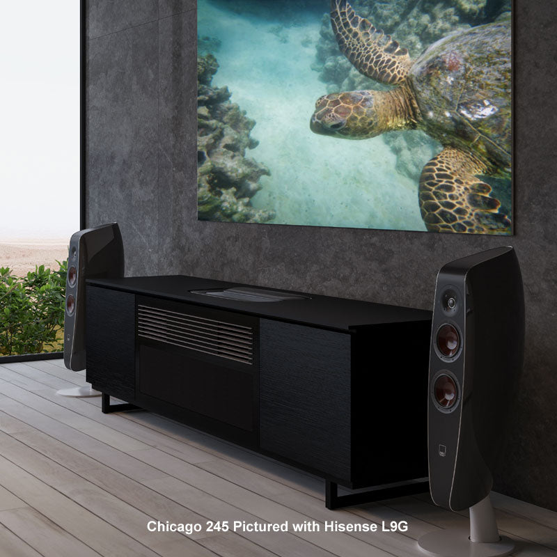 Salamander Oslo 245 Black Glass Cabinet for Hisense UST L9G Projector Integration