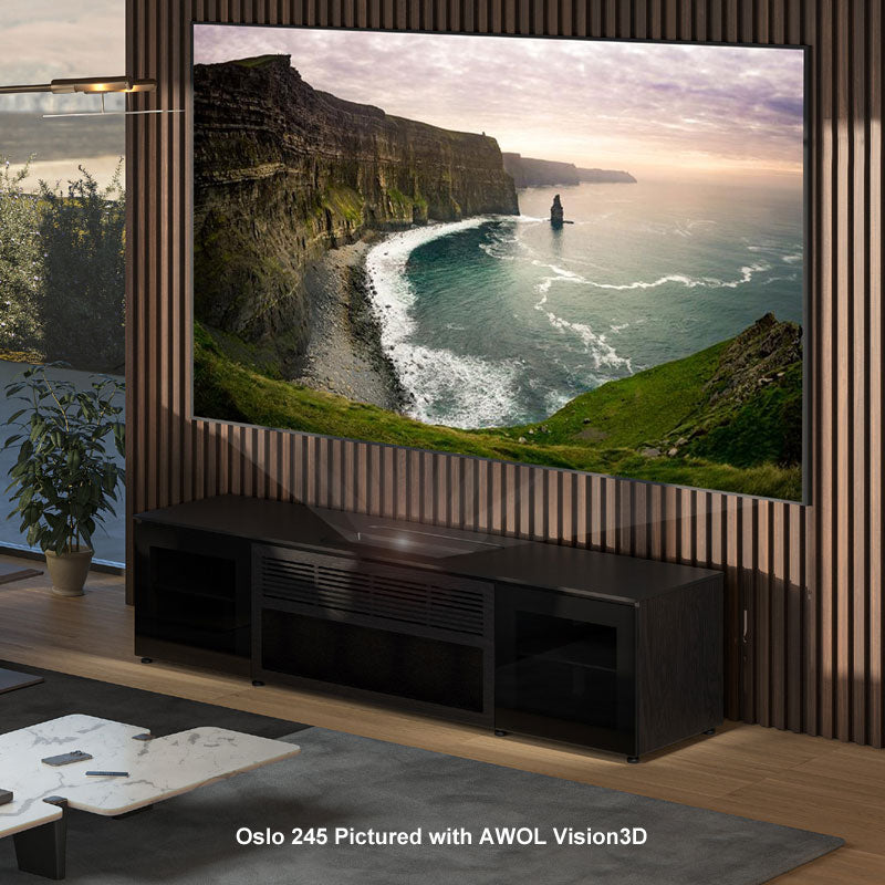 Salamander Oslo 245 Cabinet for Integrated AWOL Projector – Sleek Black Top Design